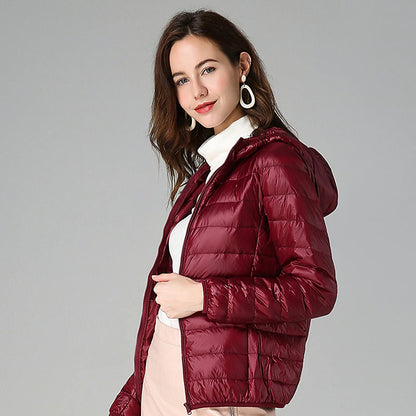 Women's Puffer Jacket with Hoodie Jacket Hiking Down Jacket Winter Outdoor Thermal Warm Packable Waterproof Windproof Jacket Top Full Length Visible Zipper Fishing Camping / Hiking / Caving