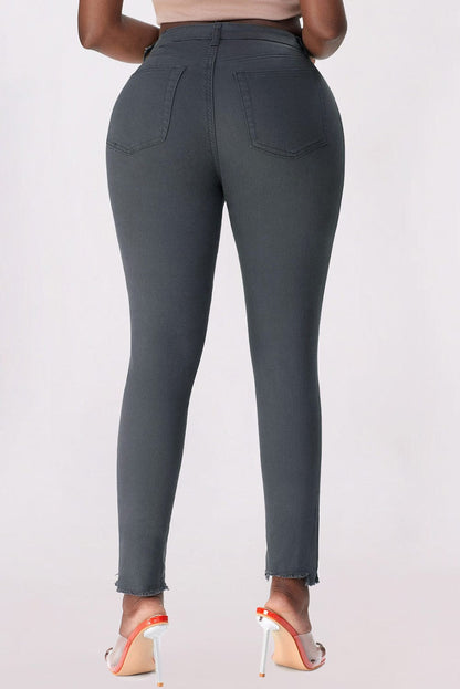 Frayed Anklet High Rise Skinny Denim Jeans