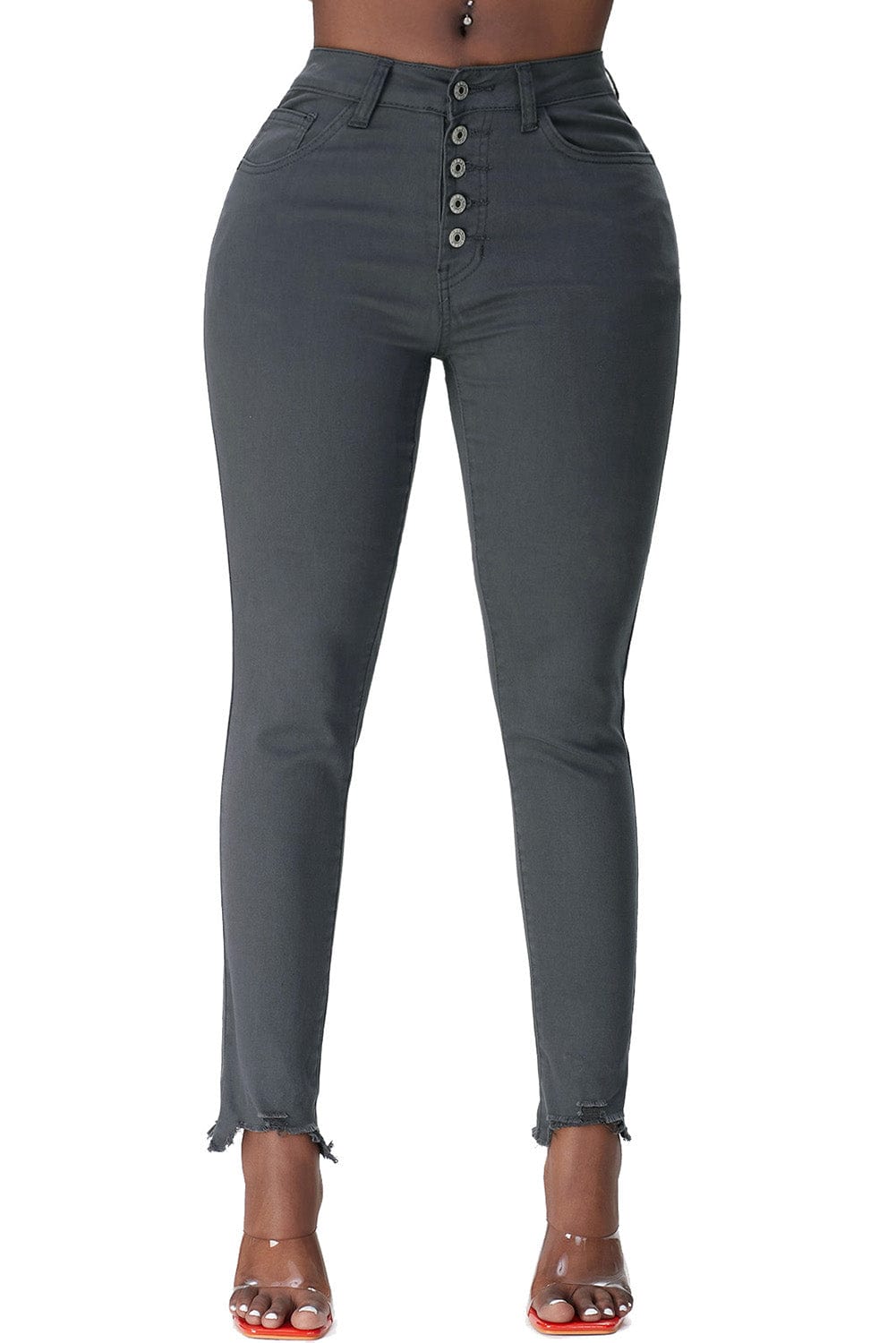 Frayed Anklet High Rise Skinny Denim Jeans