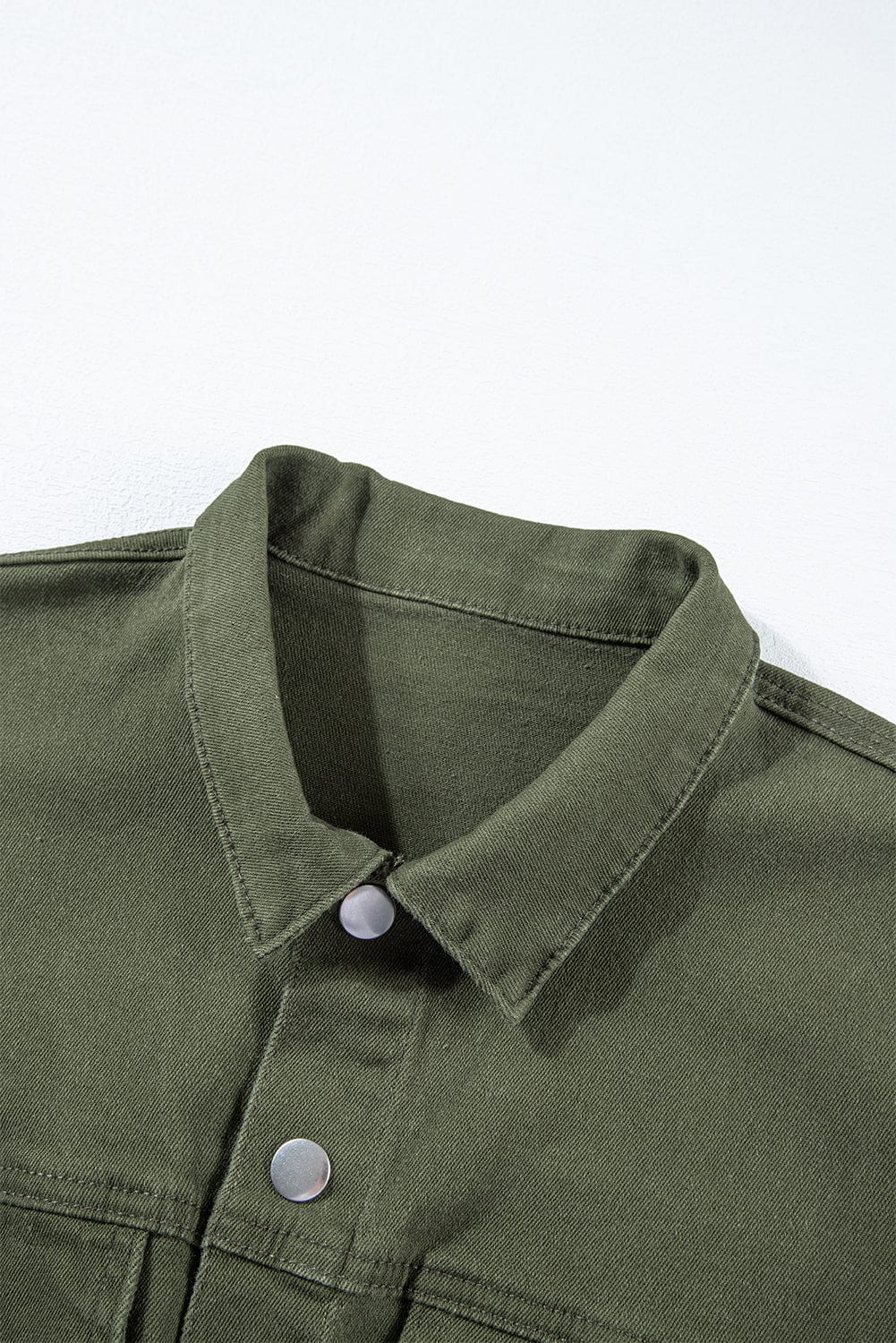 Frayed Moss Green Denim Romper with Raw Hem