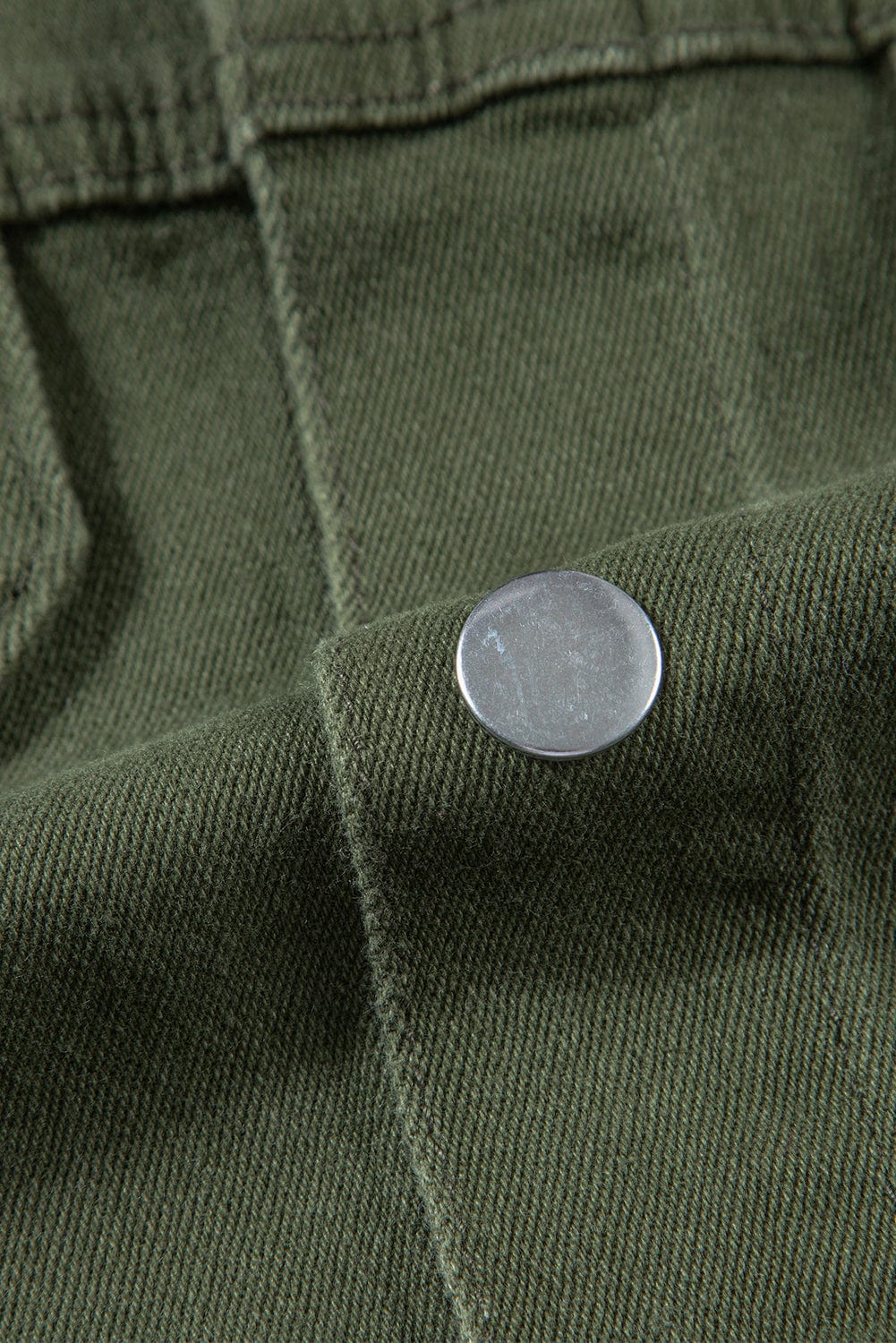 Frayed Moss Green Denim Romper with Raw Hem