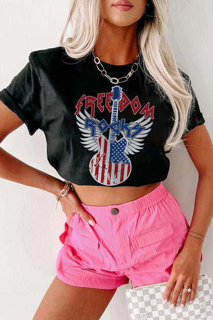 Freedom Rock American Flag Guitar Graphic Tee