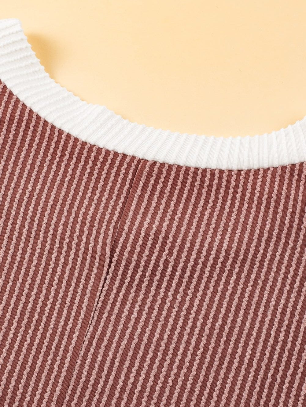 French Beige Colorblock Textured Pocket T-Shirt Dress with Patched Edge