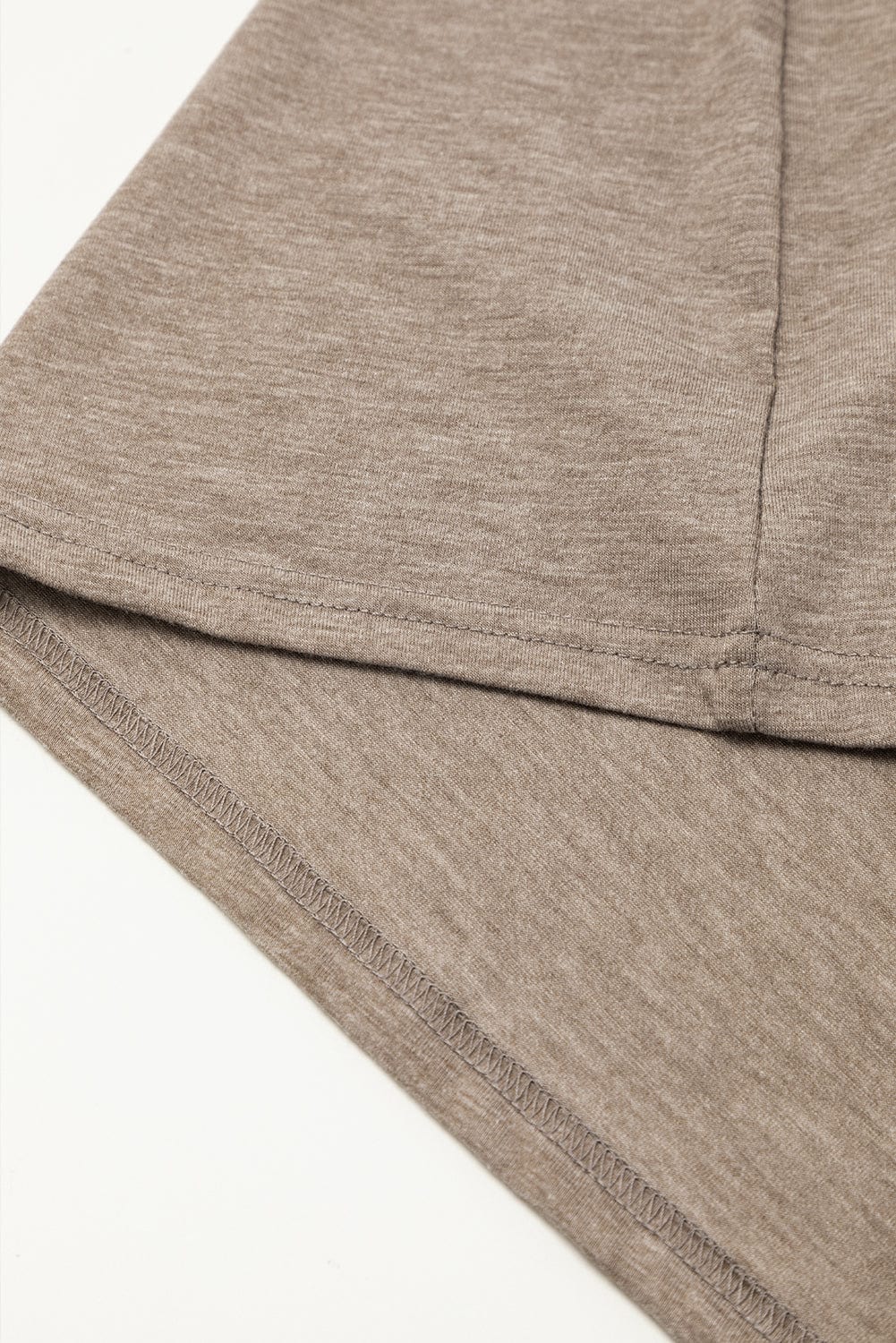 French Beige Crew Neck T-shirt Dress with Rolled Cuffs