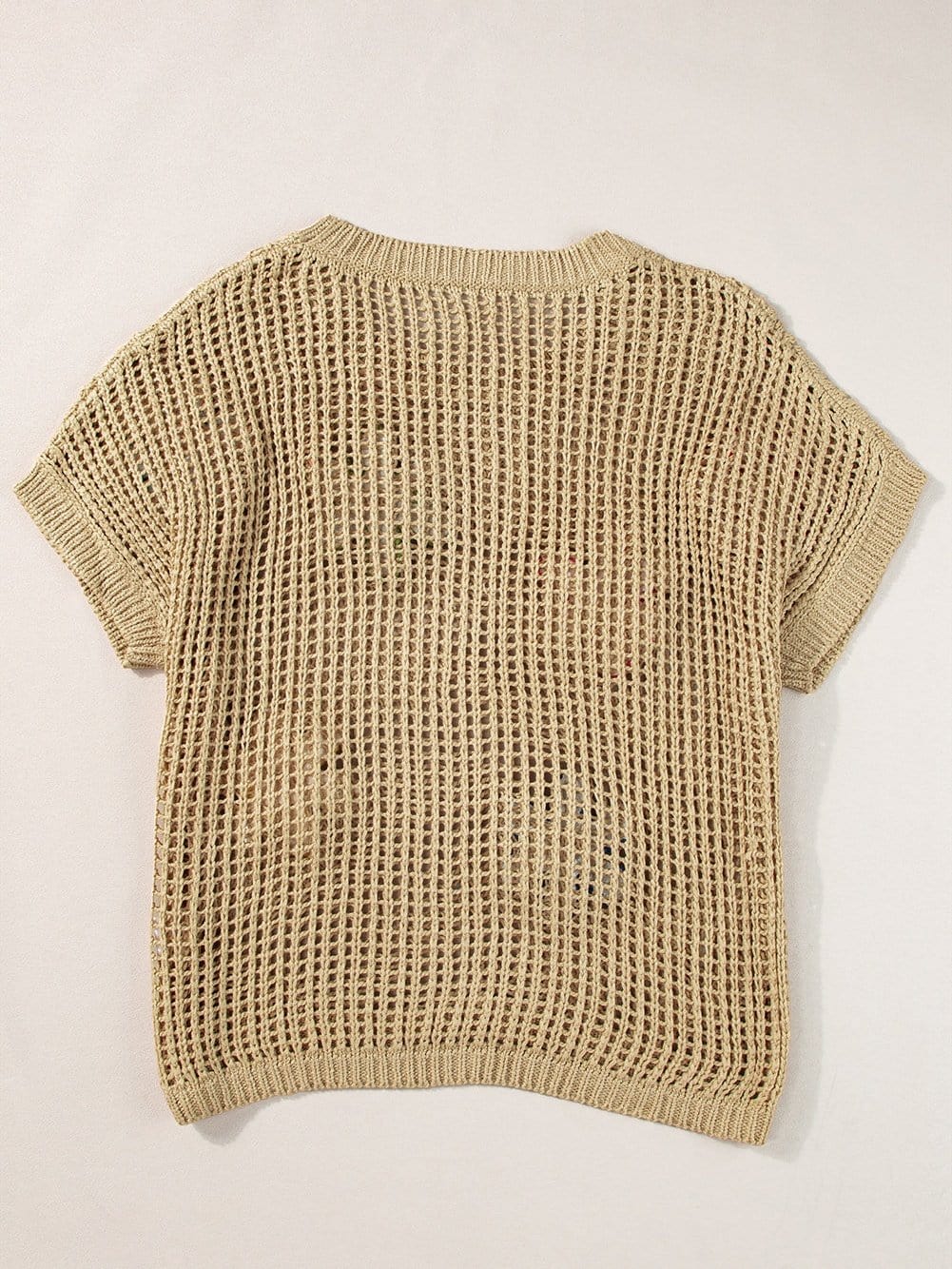 French Beige Floral Crochet Hollow-out Sweater Top