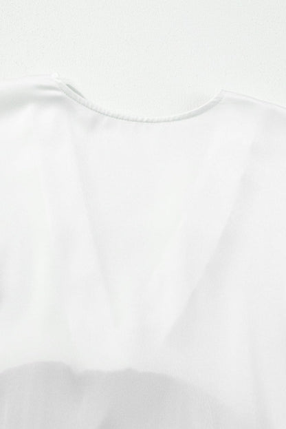 French Beige Tiered Mini Dress with Color Block Details