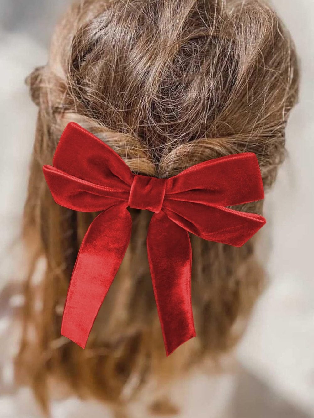 Frenchy Red Velvet Bow Hair Clip - Elegant Valentine's Day Accessory