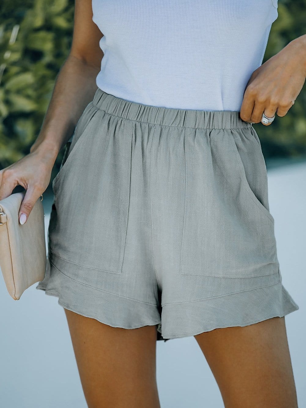 Frilled High Waist Pocket Shorts