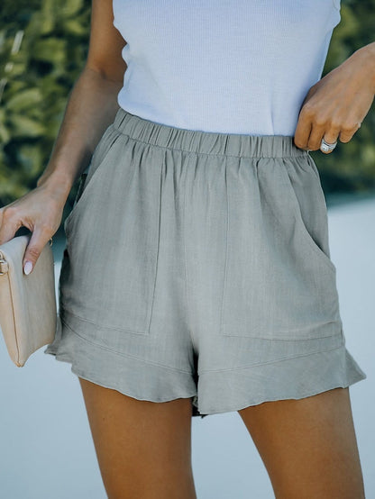 Frilled High Waist Pocket Shorts