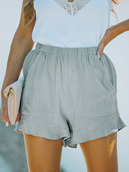 Frilled High Waist Pocket Shorts