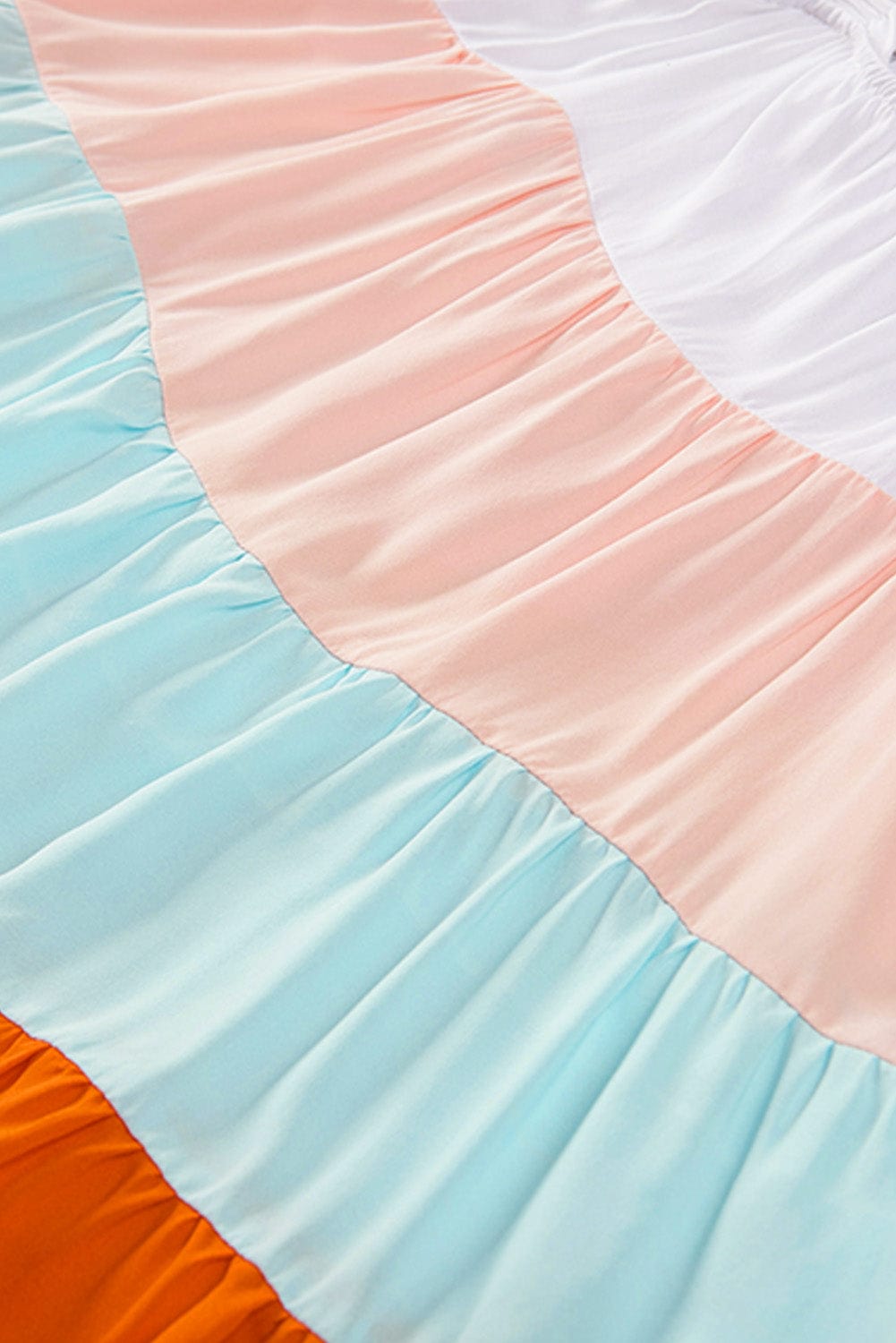 Frilled Straps Color Block Tiered Tank Top in White