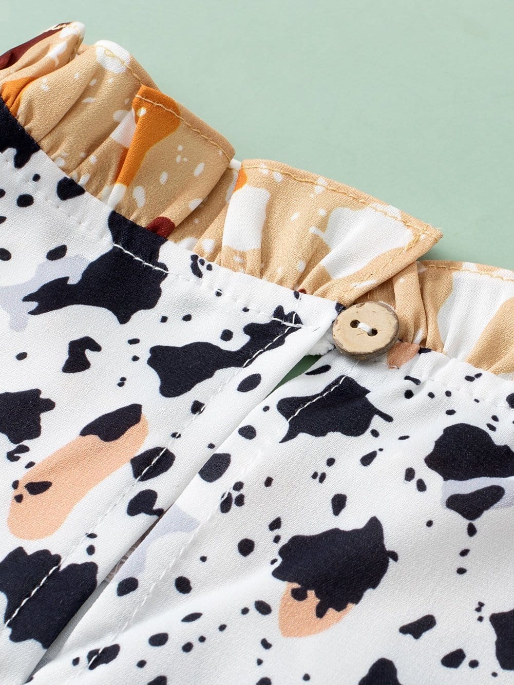 Frilly White Leopard Print Blouse with Ruffle Sleeves