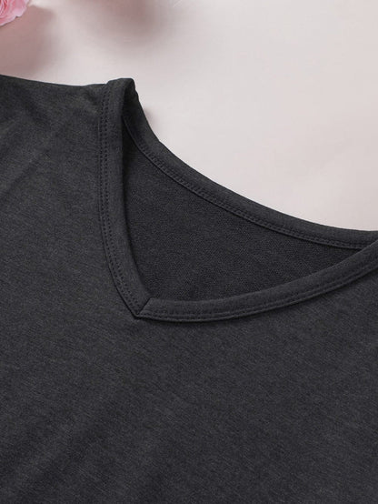 Fringe Tassel Green V Neck Tee