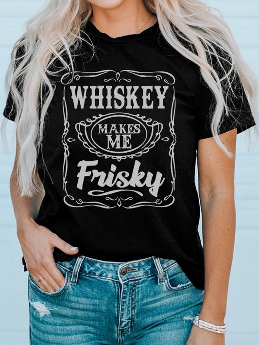 Frisky Vibes Black Whiskey Print Tee