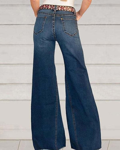 Women's Jeans Denim Plain Blue Dark Blue Fashion Full Length Casual Daily Weekend Autumn / Fall