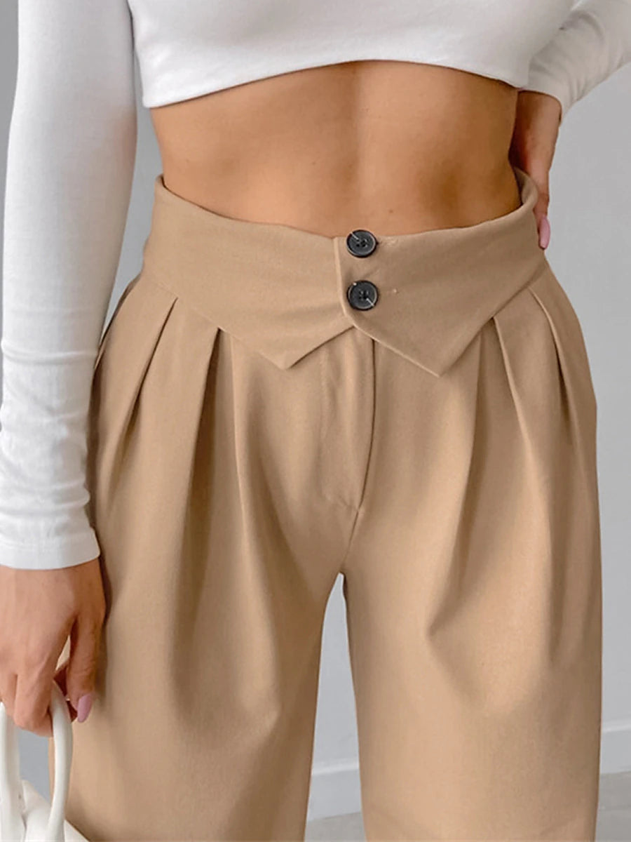 Women's Dress Pants Spandex Plain Grey Black Elegant High Waist Full Length Office / Career Street Fall Winter