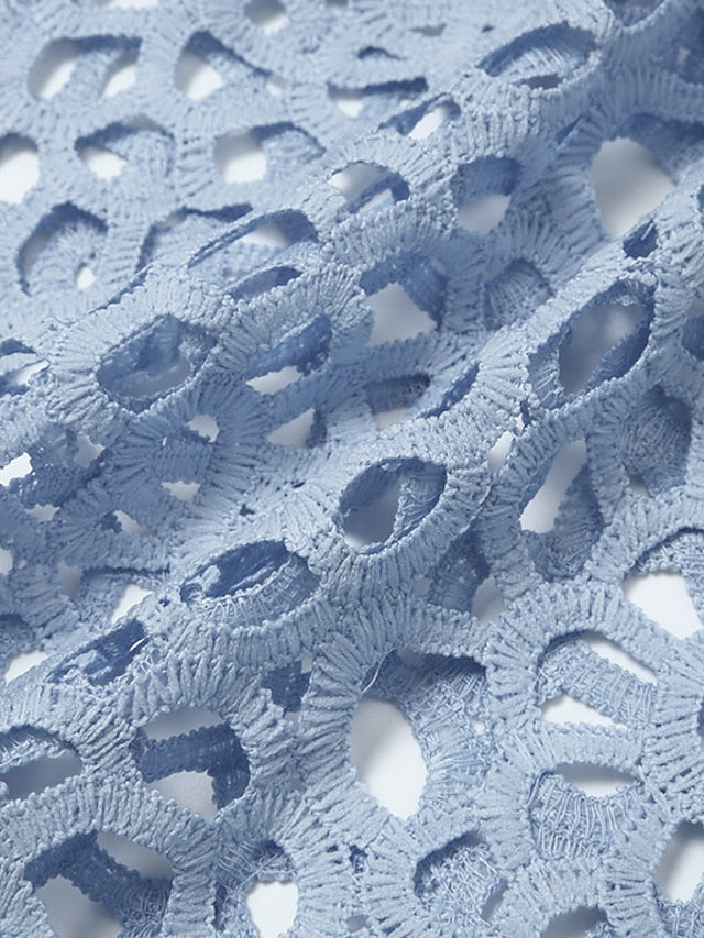 Women's Lace Dress Dress Set Midi Dress Purple Pink Yellow Light Blue Gray Long Sleeve Pure Color Lace Hollow Out Spring Fall Crew Neck Elegant Party Spring Dress 2023 S M L XL XXL 3XL 4XL 5XL - LuckyFash™