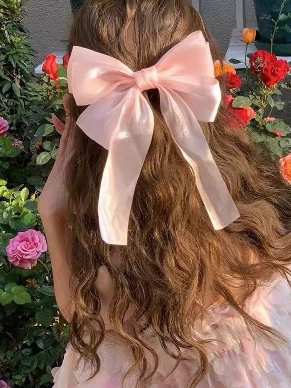 Gauzy Apricot Pink Bow Hair Clip