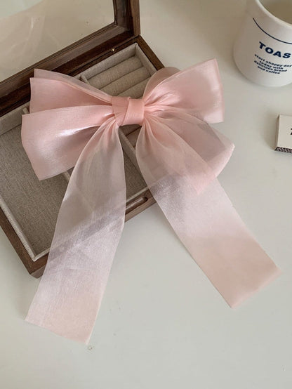 Gauzy Apricot Pink Bow Hair Clip