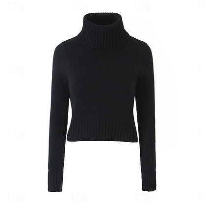 Set with Cropped Turtleneck Sweater Knitted Mini Skirt 2 PCS Sexy Cute Y2K Casual Daily Outfits