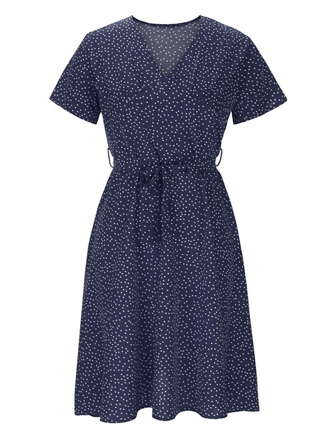 Women's Dress - Casual Dress Swing Dress Floral Dress Midi Dress Black Wine Red Short Sleeve Ditsy Floral Print Summer Spring V Neck Fashion Vacation Loose Fit 2023 S M L XL XXL 3XL