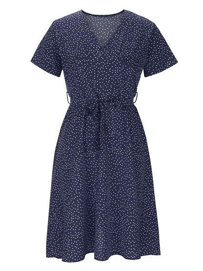 Women's Dress - Casual Dress Swing Dress Floral Dress Midi Dress Black Wine Red Short Sleeve Ditsy Floral Print Summer Spring V Neck Fashion Vacation Loose Fit 2023 S M L XL XXL 3XL