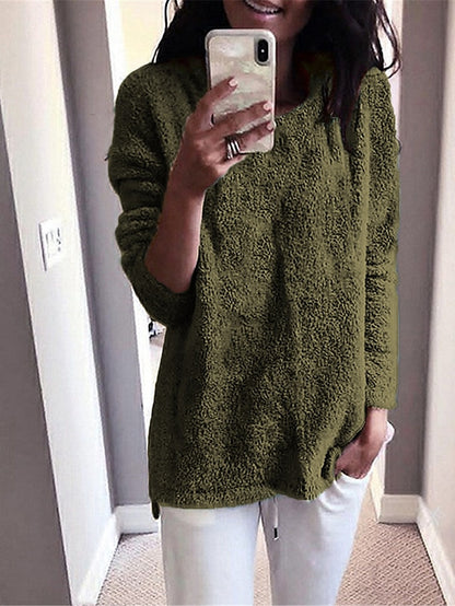 Women's Pullover Sweater Jumper Crew Neck Ribbed Knit Cotton Oversized Fall Winter Regular Outdoor Daily Holiday Stylish Casual Soft Long Sleeve Solid Color Black White Yellow S M L