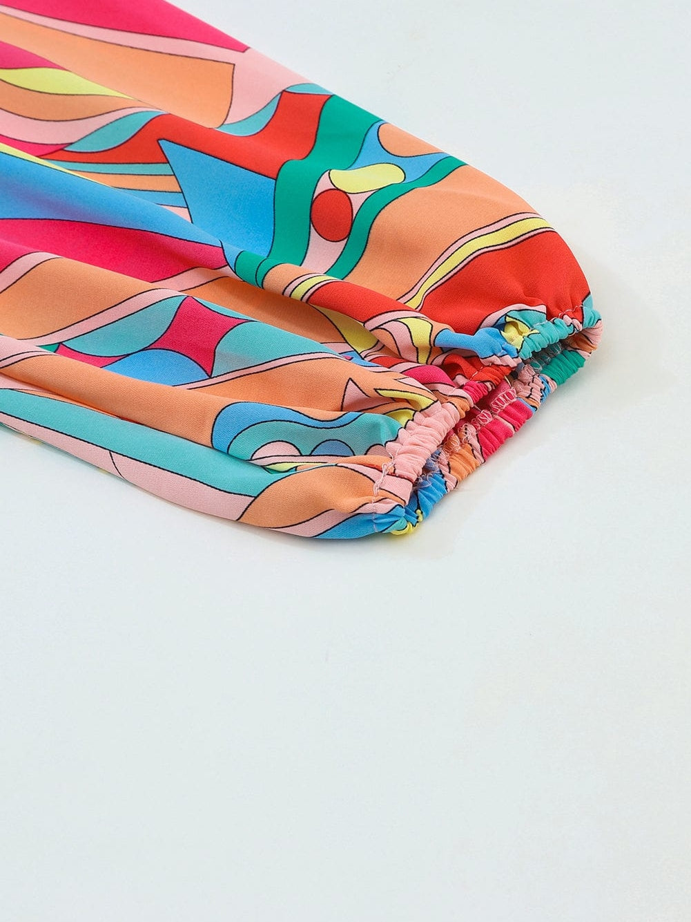 Geometric Print Boho Chic Mini Dress with Split Neck Ruffle Tiers