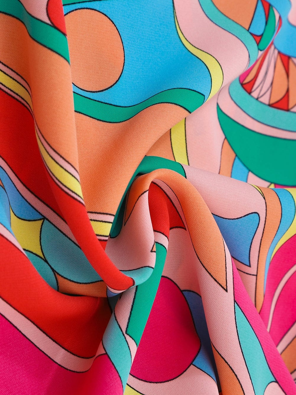 Geometric Print Boho Chic Mini Dress with Split Neck Ruffle Tiers