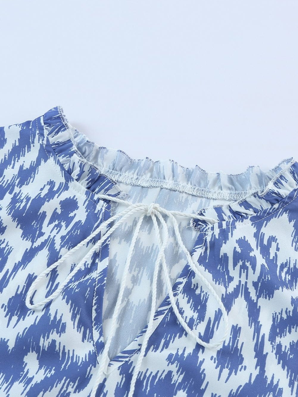 Geometric Print Sky Blue V Neck Maxi Dress for Casual Chic