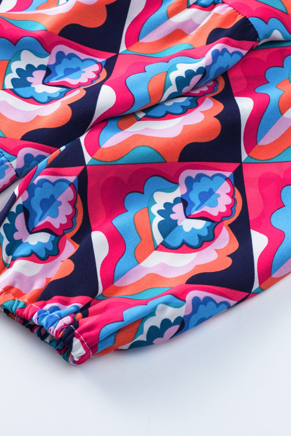 Geometric Print Tiered Ruffle Midi Dress with Abstract Pattern