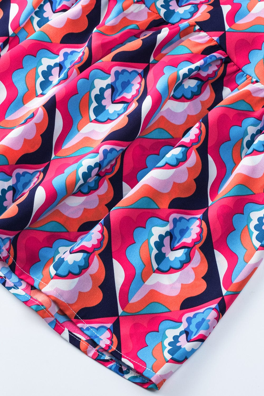 Geometric Print Tiered Ruffle Midi Dress with Abstract Pattern