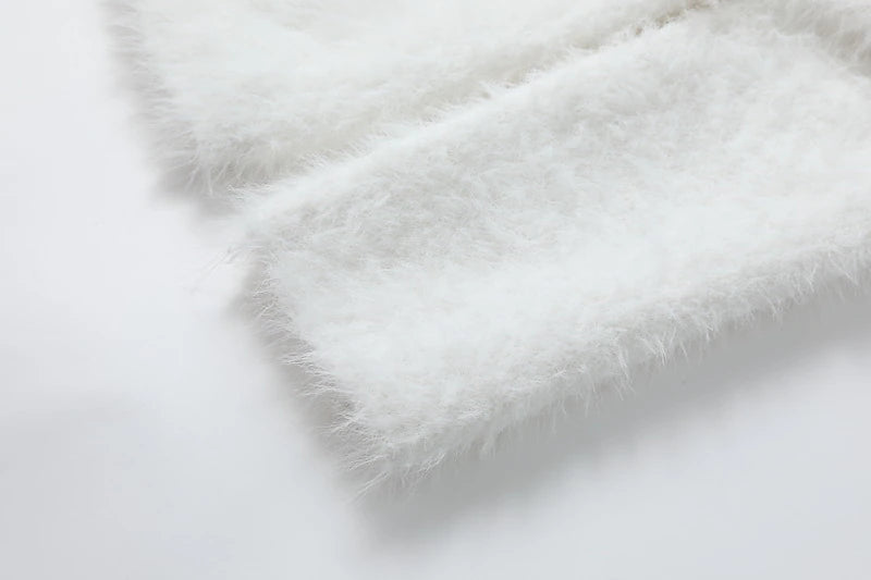 Women's Cardigan Sweater Crew Neck Ribbed Knit Polyester Imitation Mink Faux Fur Trim Fall Winter Daily Going out Weekend Stylish Casual Soft Long Sleeve Solid Color Black White Pink One-Size