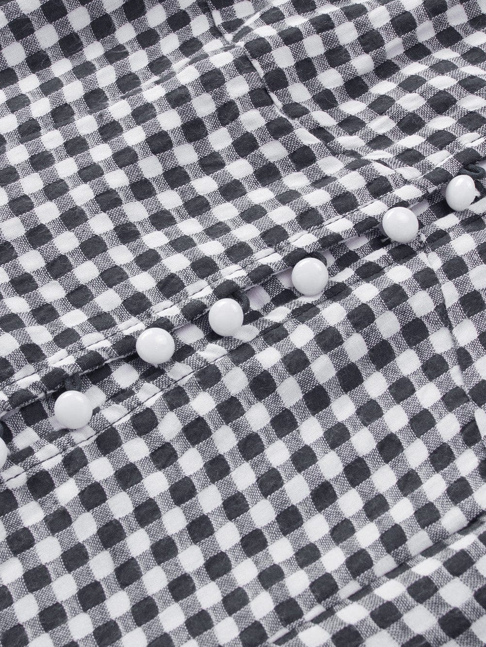 Gingham Charm Cold Shoulder Blouse in Midnight Black