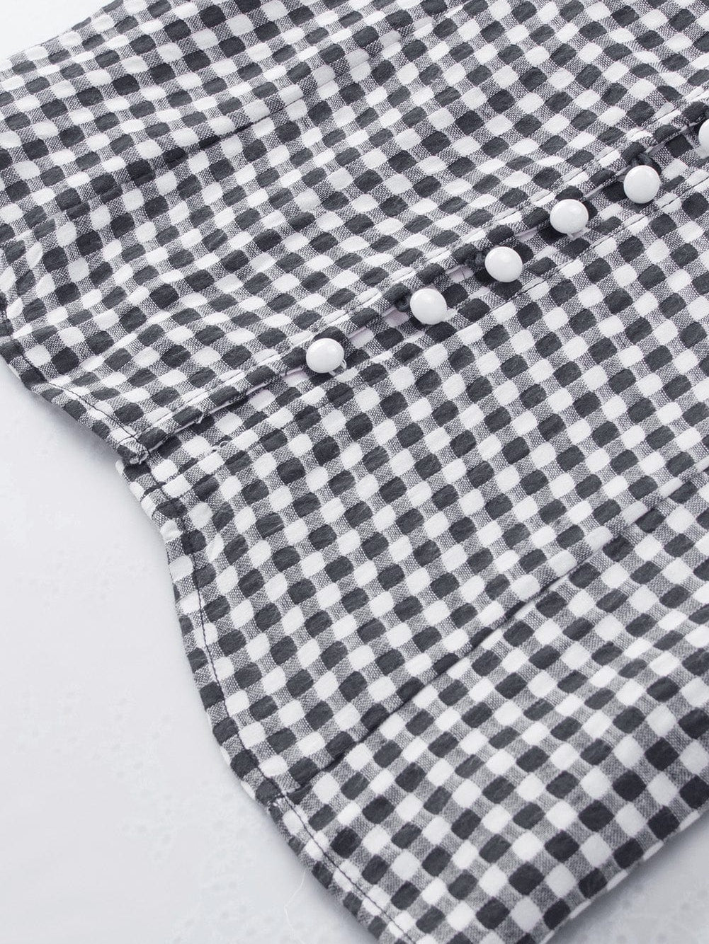 Gingham Charm Cold Shoulder Blouse in Midnight Black