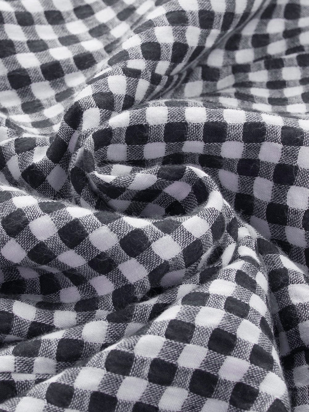 Gingham Charm Cold Shoulder Blouse in Midnight Black