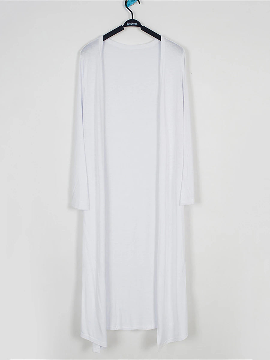 Women's Cardigan Sweater Open Front Ribbed Knit Modal Oversized Summer Fall Long Daily Going out Weekend Stylish Casual Soft Long Sleeve Solid Color Black White Yellow One-Size