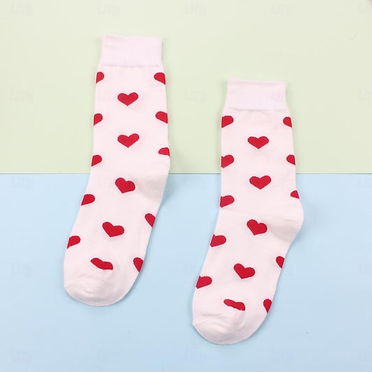 Women's Crew Socks Work Daily Holiday Heart Cotton Casual Vintage Retro Casual / Daily Sports 1 Pair