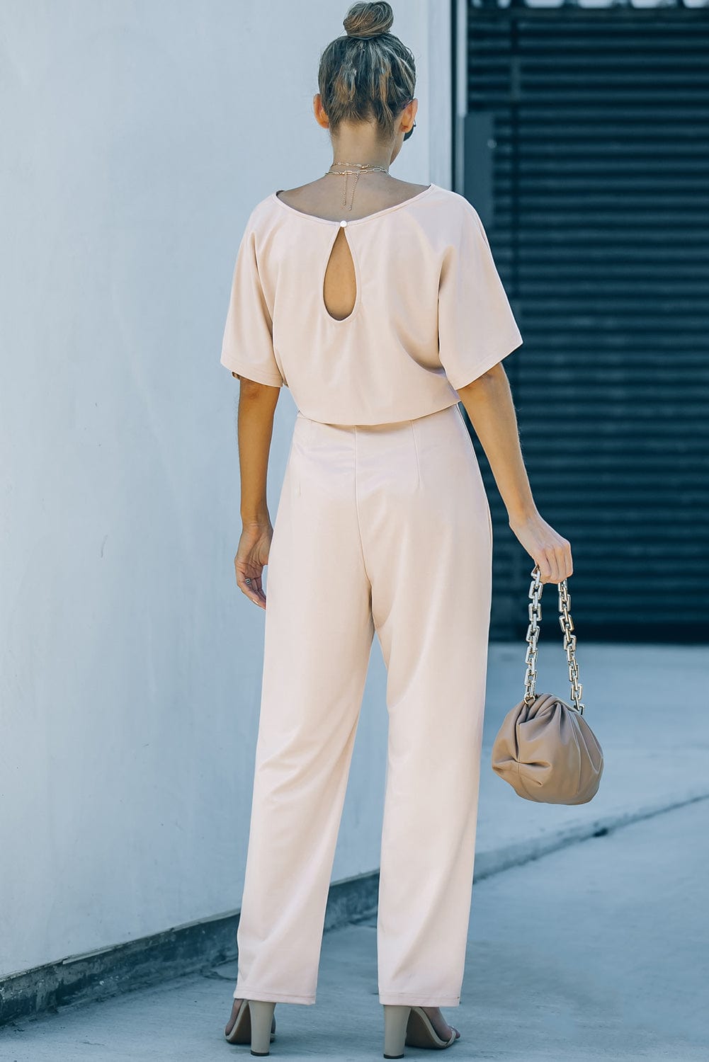 Glamorous Apricot Wide Leg Jumpsuit with Belt