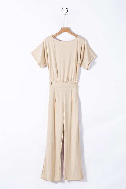 Glamorous Apricot Wide Leg Jumpsuit with Belt