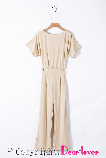 Glamorous Apricot Wide Leg Jumpsuit with Belt