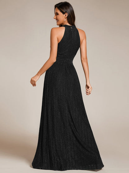 Glimmering Halter Neck Pleated Wholesale Evening Gown