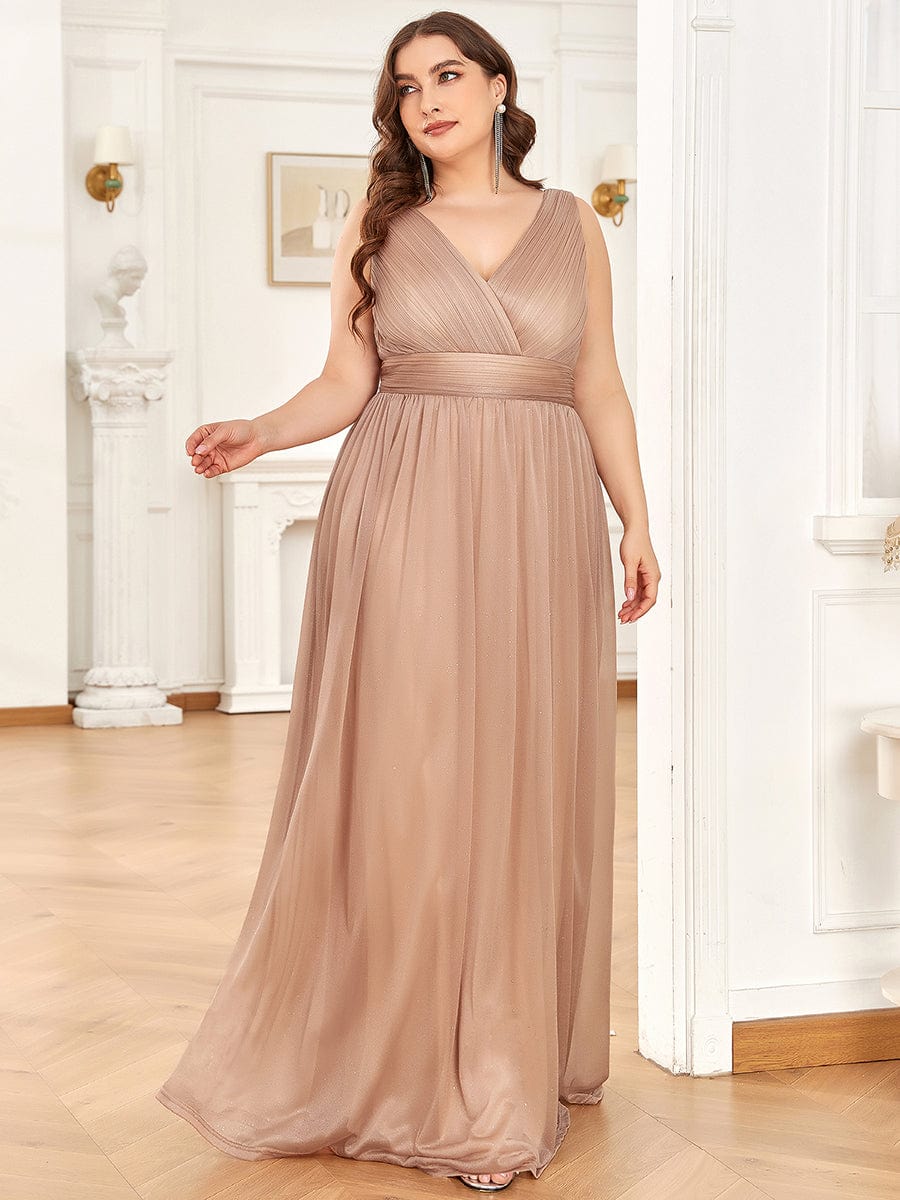 Glimmering Stardust Double V-Neck Evening Gown for Special Events