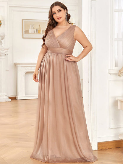 Glimmering Stardust Double V-Neck Evening Gown for Special Events