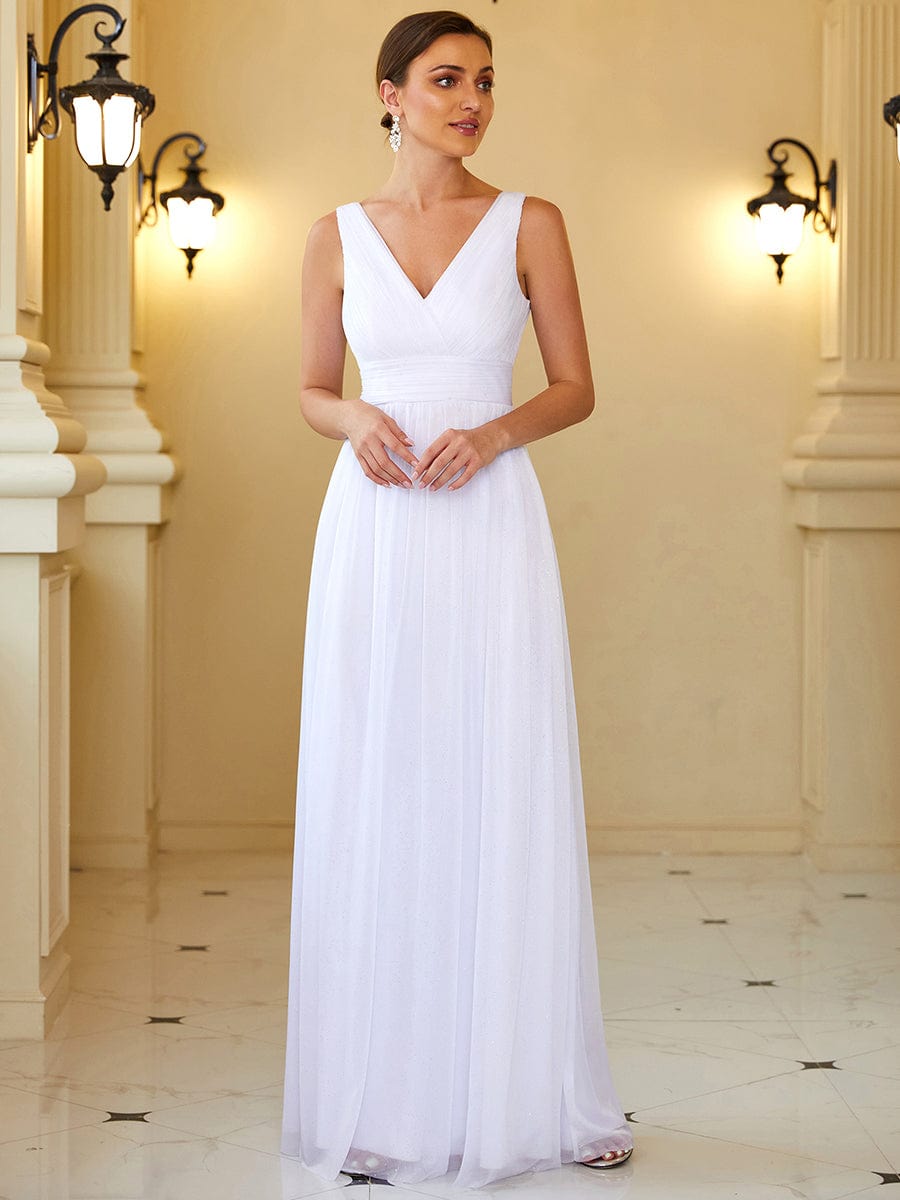 Glimmering Stardust Double V-Neck Evening Gown for Special Events