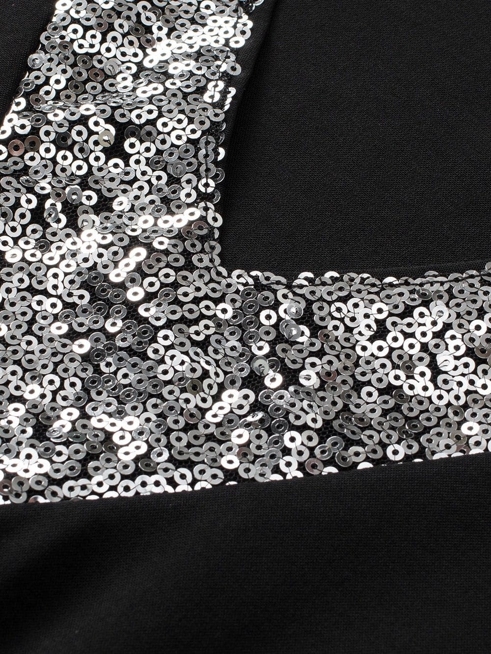 Glittering Black Sequin Flutter Sleeve V-Neck Top