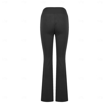 Women's Pants Trousers Polyester Plain Black White Casual Daily High Waist Full Length Daily Wear Going out Spring &  Fall