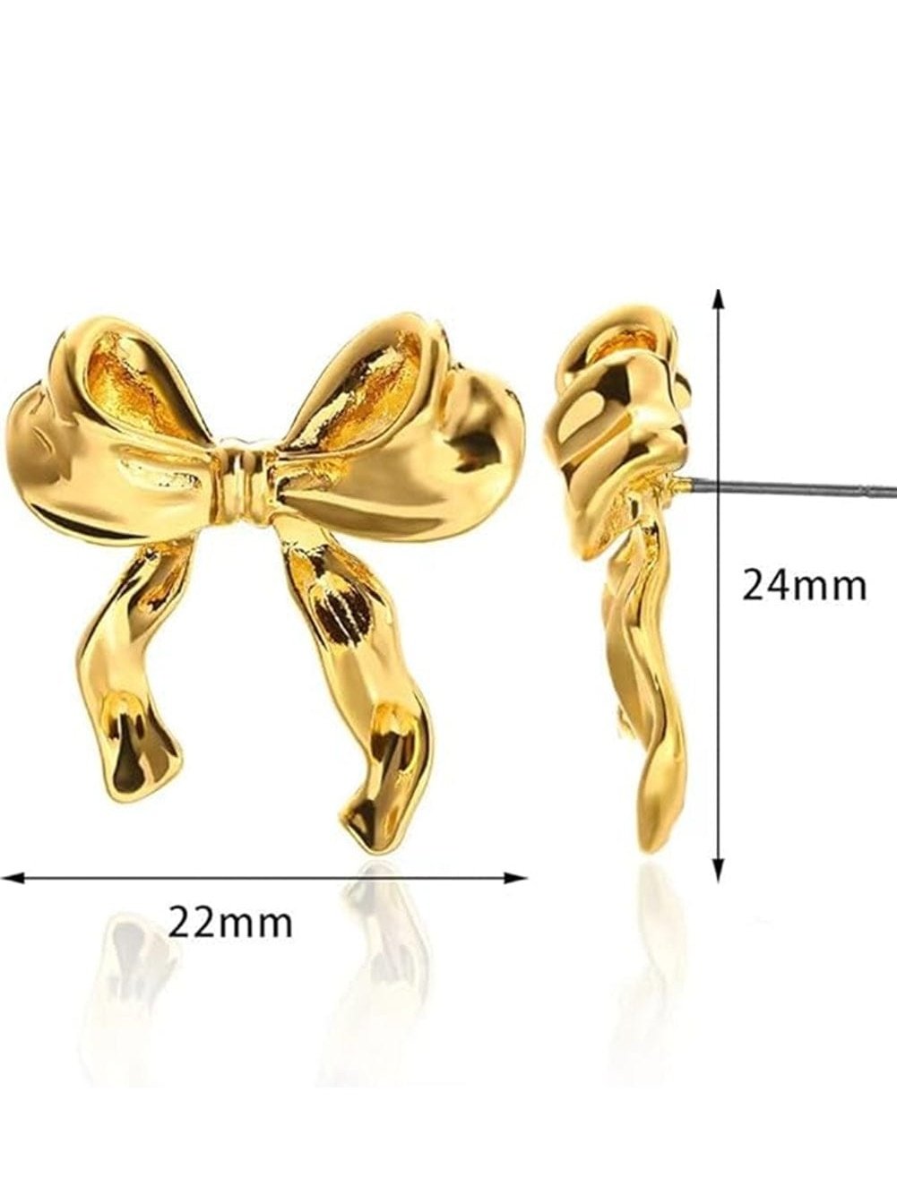 Gold Elegant Bow Design Studded Earrings