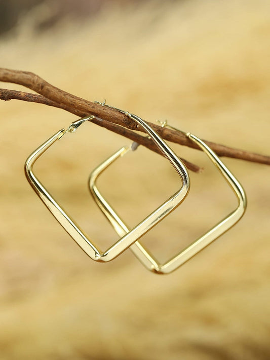 Gold Minimalist Square Hoop Earrings