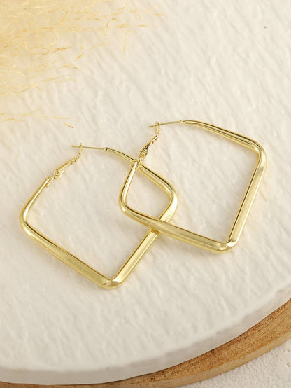 Gold Minimalist Square Hoop Earrings